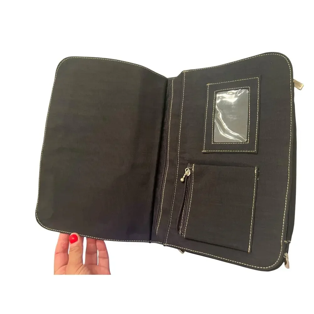 Baggallini City Bagg Black grunge nylon organizer travel crossbody hobo bag
